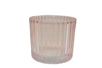 Teelichthalter 9x8cm rosa Glas