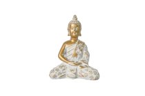 Buddha 12x7x14,5cm gold/weiss